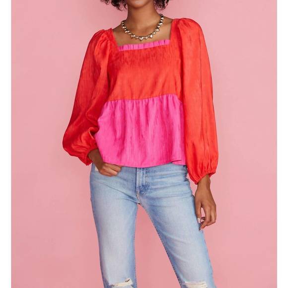 NEW CROSBY BY MOLLIE BURCH jamey top in red/pink - Picture 2 of 5